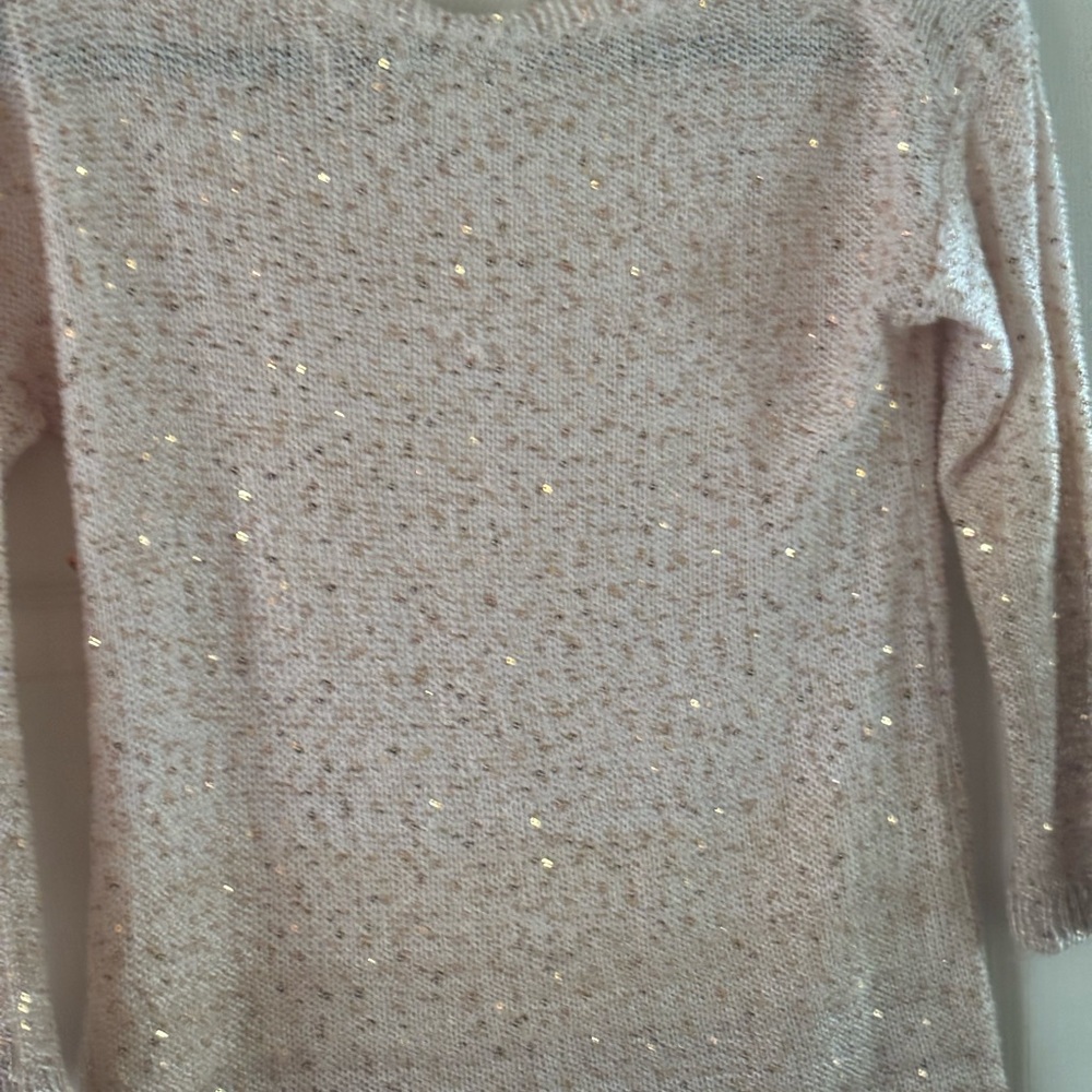 Sequin Embellished Cream Sweater